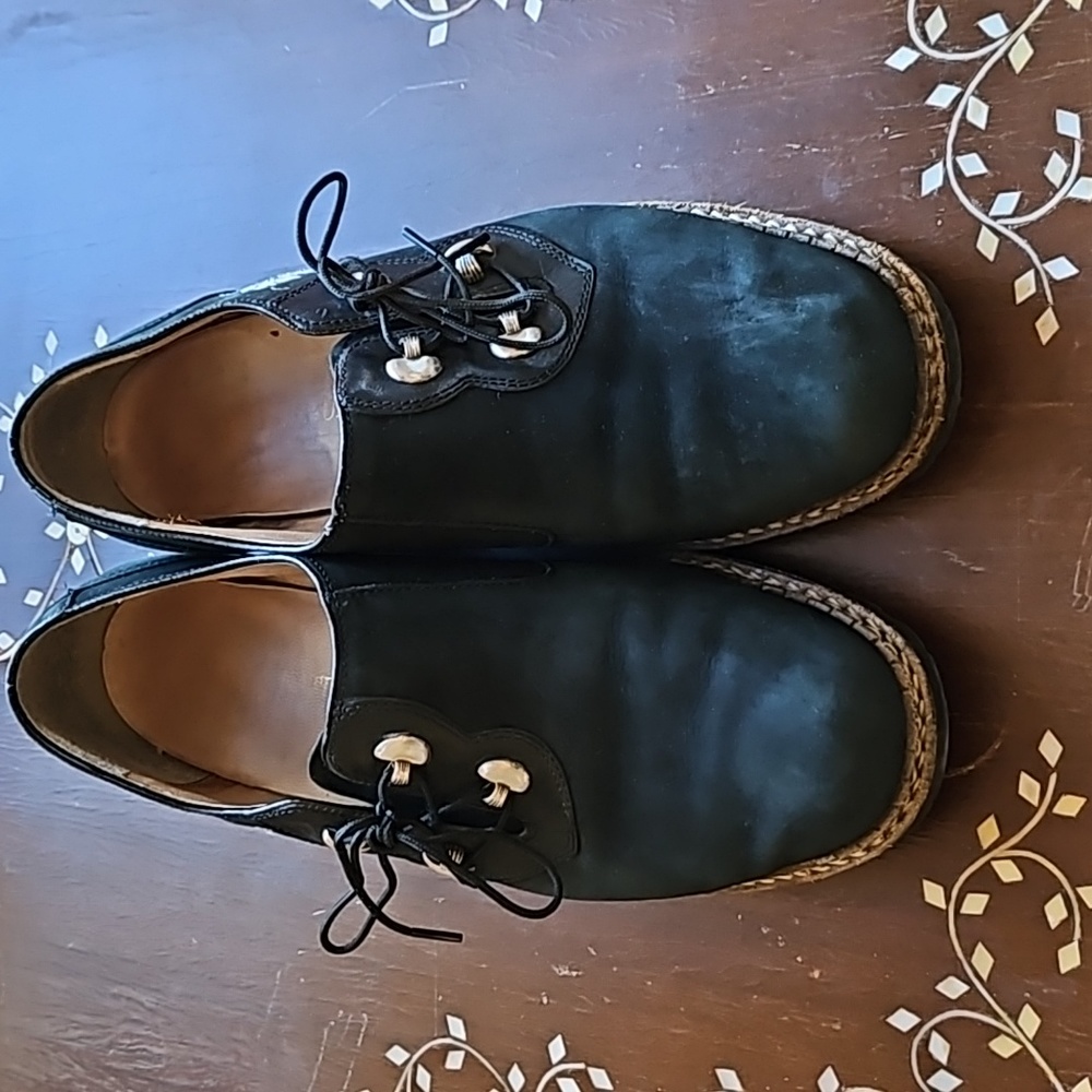 Black Suede Side Tie Embroidered Oxford - Picture 3 of 7